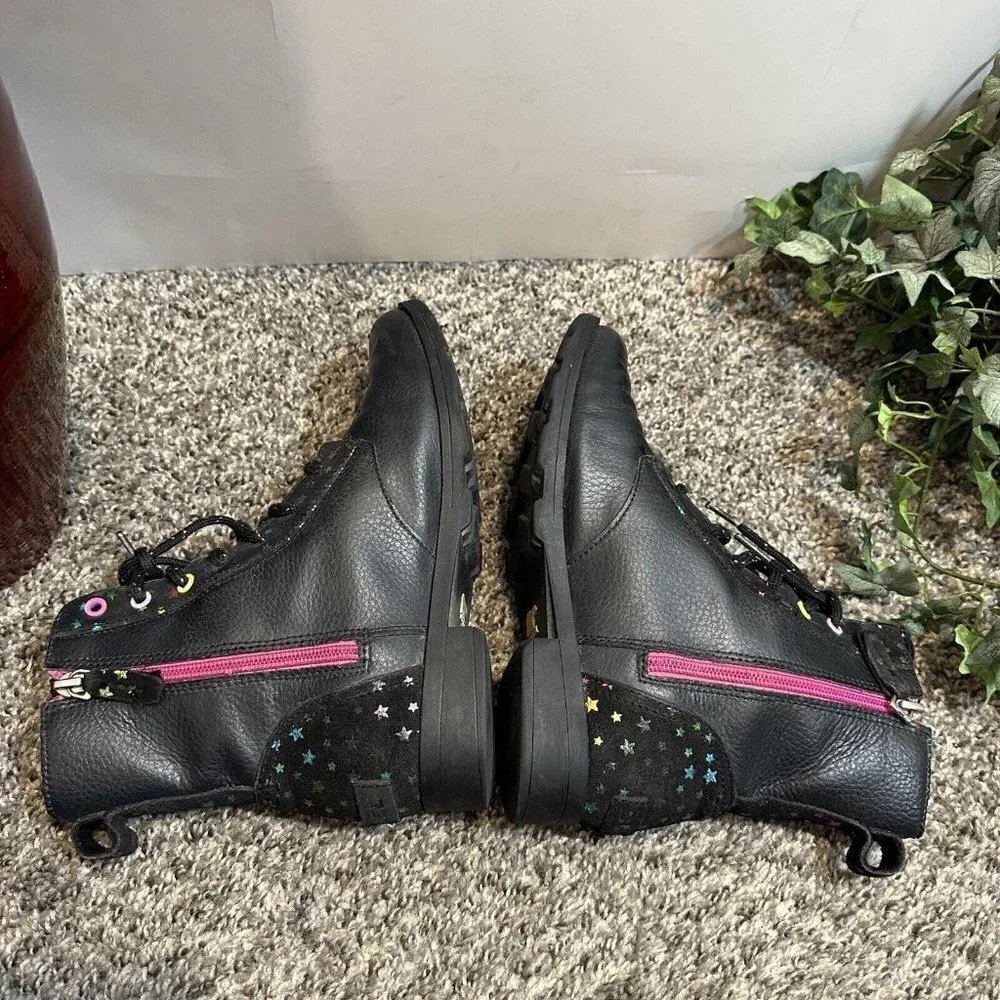 Sorel Youth Emelie Short Lace Zip Waterproof Boots Black Leather US 5 / EUR 37